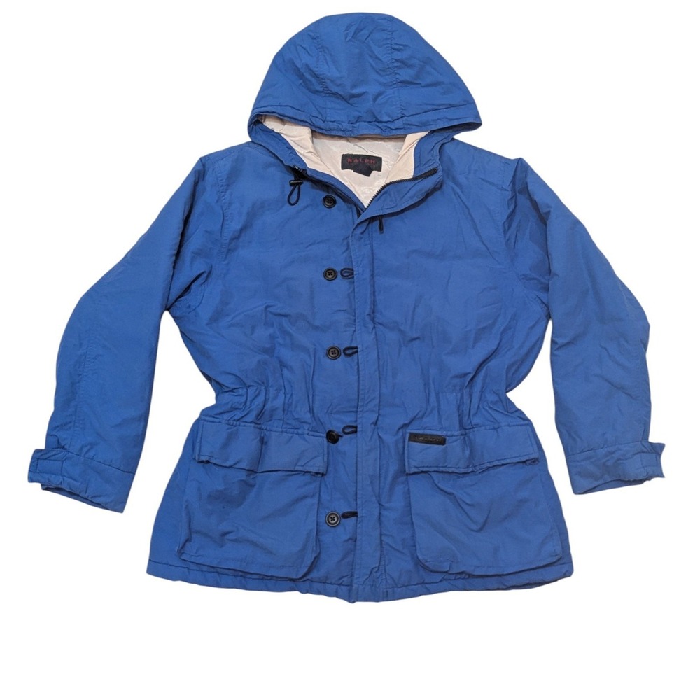 VTG Ralph Lauren Blue Hooded Jacket Men's Large Full Zip Button Up‎ Coat 90s